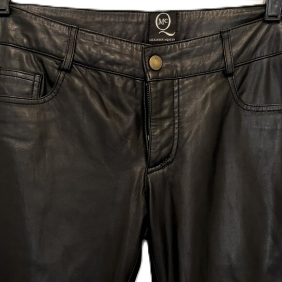 McQ by Alexander McQueen low-rise black lamb leather pants size 6 - Picture 4 of 17